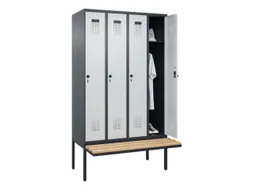 locker met bank,HxBxD 2120x1200x815mm,4vak,vak B 300mm,draaigrendel