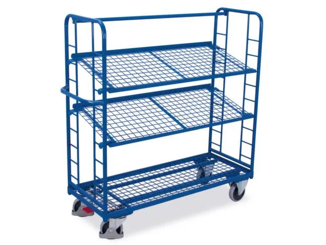 Bijzetwagen 3 Etages 400kg Laadvlak 1570x635mm Draadgaas