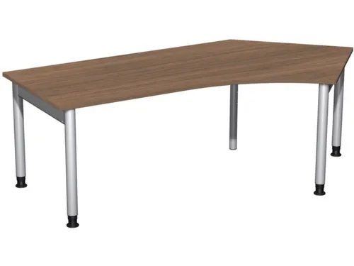 In hoogte verstelbaar hoekbureau 680-820x2166x1130mm noten zilver