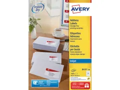 inkjetetiket Avery 63,5x33,9mm wit 100 vel 24 etiketten per vel