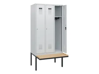 locker met bank,HxBxD 1950x900x815mm,3vak,vak B 300mm,cilinderslot - 1