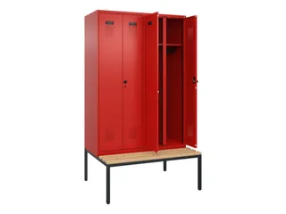 locker met bank,voor scheiding van kleding,HxBxD 2120x1200x815mm,4vak - 1