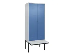 PBM-locker met bank,HxBxD 2120x800x815mm,2vak,vak B 400mm,draaigrendel