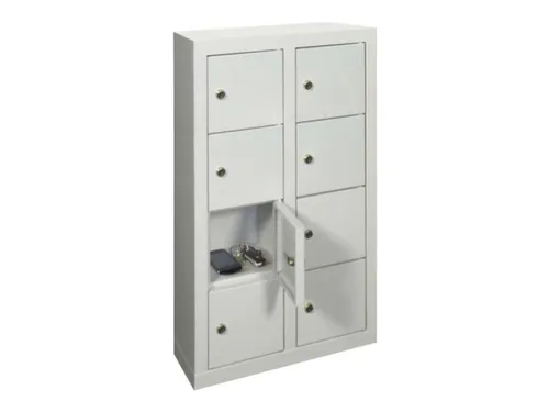 lockerkast,HxBxD 815x460x200mm,2x4vakken,RAL7035,front RAL7035