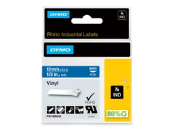 Labeltape Dymo Rhino 1805243 12mmx5.5m Vinyl Wit Op Blauw