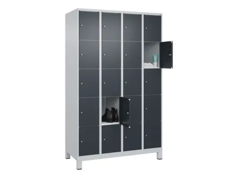 lockerkast,HxBxD 1950x1200x500mm,4x5vakken,vak B 300mm,cil.-slot