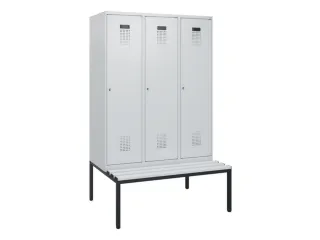 locker met bank,HxBxD 1950x1200x815mm,3vak,vak B 400mm,cilinderslot - 2