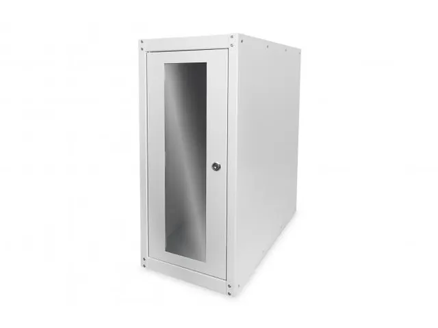 Computerbehuizing met wielen en glazen deur Grijs