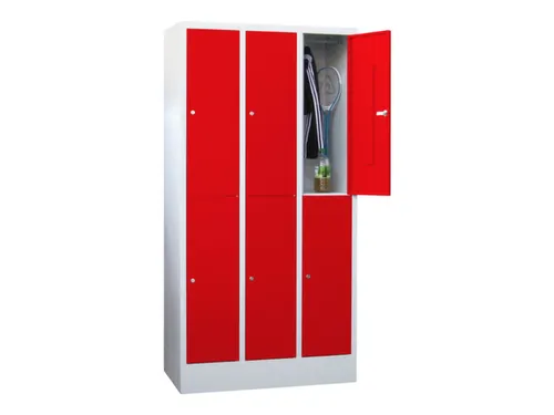 lockerkast,HxBxD 1850x900x500mm,3x2vakken,RAL7035,front RAL3000