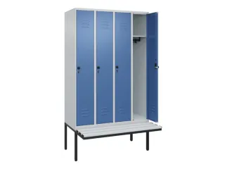 locker met bank,HxBxD 2120x1200x815mm,4vak,vak B 300mm,draaigrendel - 2