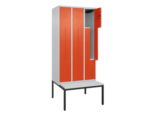 Z-garderobekast,HxBxD 2120x900x815mm,6vak,vak B 300mm,cil.-slot