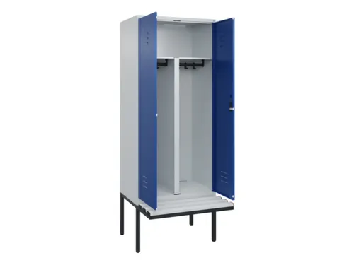 PBM-locker met bank,HxBxD 2120x800x815mm,2vak,vak B 400mm,cil.-slot