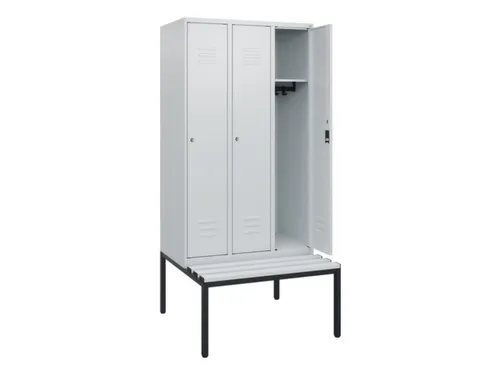 locker met bank,HxBxD 1950x900x815mm,3vak,vak B 300mm,cil.-slot