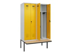 PBM-locker met bank,HxBxD 2120x1200x815mm,4vak,vak B 300mm