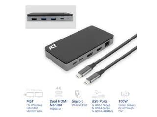 Dockingstation ACT USB-C 4K MST voor 2 HDMI monitoren - 9