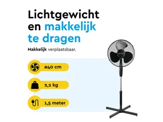 Statiefventilator BRASQ F300 Ø 40cm zwart - 7