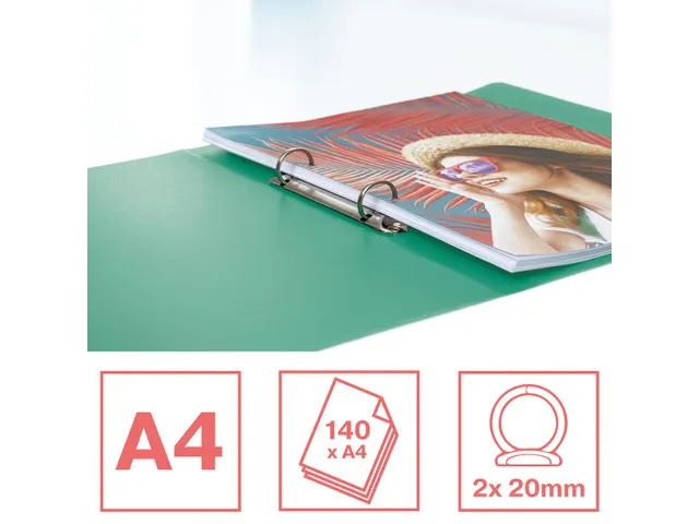 Colour'Breeze ringmap, 2 ringen, PP, ft A4, met soepele kaft Groen