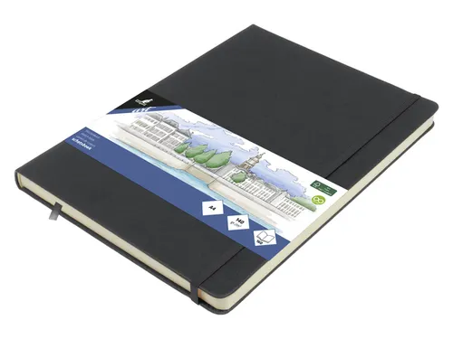 Schetsboek Kangaro A4 cold grey PU HC 80 vel 140gr roomwit met elastie