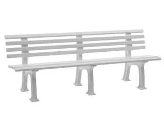 Kunststofbank 740x2000x380mm Zit H 440mm 9 Latten 3 Pootstellen Wit - 3