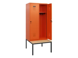 locker met bank,HxBxD 1950x800x815mm,2vak,vak B 400mm,draaigrendel - 1