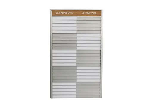 Menoor In-Uit bord 25 namen Aluminium Aanwezig/Afwezig Houtlook