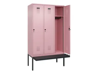 locker met bank,HxBxD 2120x1200x815mm,3vak,vak B 400mm,draaigrendel - 1