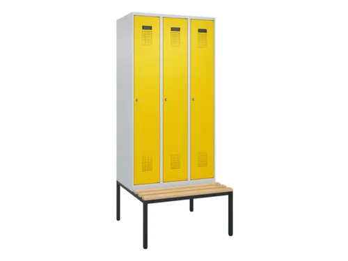 locker met bank,HxBxD 2120x900x815mm,3vak,vak B 300mm,cilinderslot