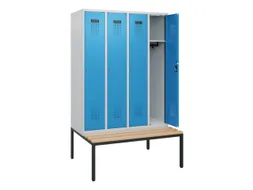 locker met bank,HxBxD 1950x1200x815mm,4vak,vak B 300mm,cilinderslot