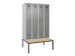 locker met bank,voor scheiding van kleding,HxBxD 2120x1200x815mm,4vak