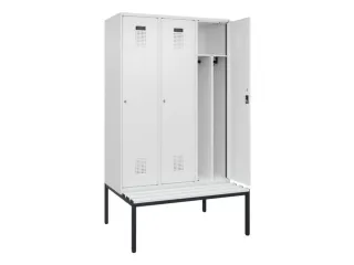locker met bank,voor scheiding van kleding,HxBxD 2120x1200x815mm,3vak - 1