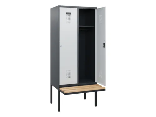 locker met bank,HxBxD 1950x800x815mm,2vak,vak B 400mm,cilinderslot