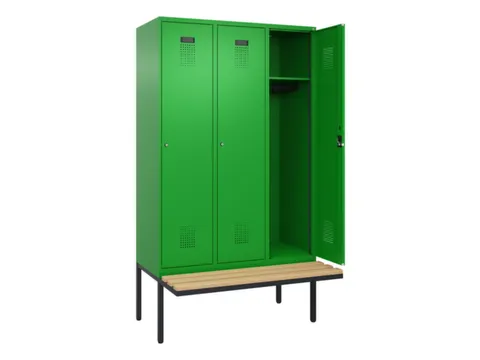 locker met bank,HxBxD 2120x1200x815mm,3vak,vak B 400mm,cilinderslot
