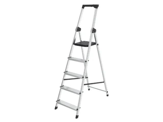 Huishoudtrap BRASQ 5 treden aluminium SLA500 zilver