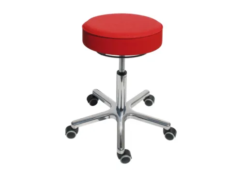 Draaikruk met Wielen 460-590mm Zitting Kunstleer Rood Aluminium