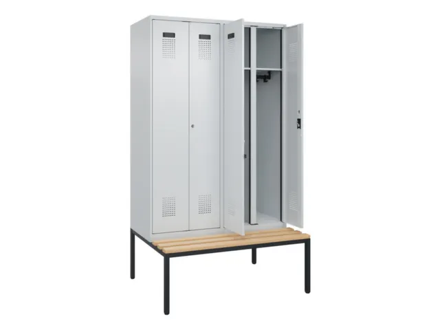 locker met bank,voor scheiding van kleding,HxBxD 2120x1200x815mm,4vak