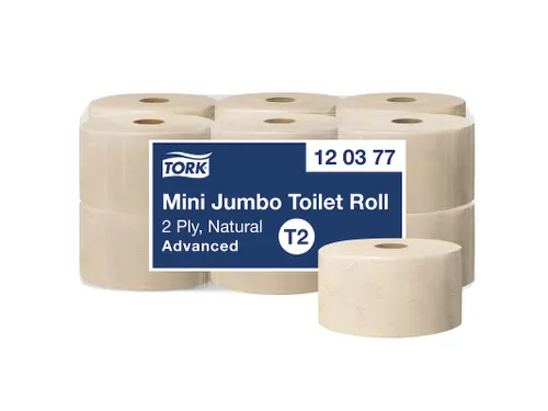Toiletpapier Tork T2 Advanced jumbo klein 2-laags 170m naturel 120377