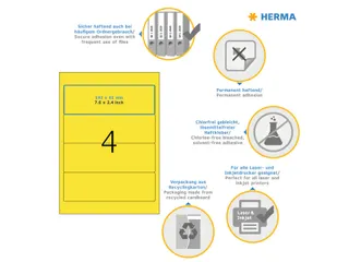 Herma 4296 Rugetiket 192x61mm Geel permanent klevend 400 stuks - 4