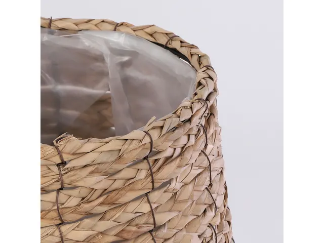 Panier plante Mica Jonc de mer Avalon rond marron clair 26x26cm