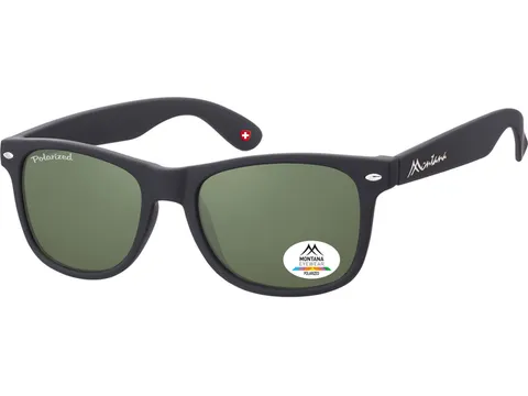 Zonnebril Montana met groen G15 gepolariseerd glas zwart