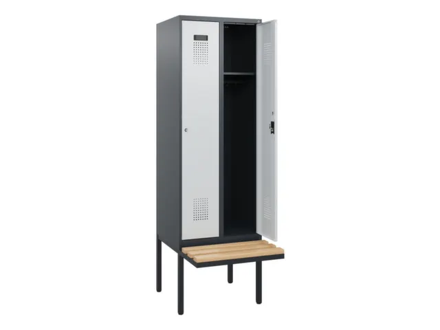 locker met bank,HxBxD 1950x600x815mm,2vak,vak B 300mm,cilinderslot