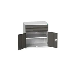 ladekast HxBxD 800x800x550mm 2laden 2deuren RAL7035 front RAL7016