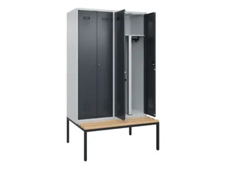PBM-locker met bank,HxBxD 2120x1200x815mm,4vak,vak B 300mm - 1