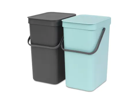 Inbouwafvalemmer Sort & Go 2x12 liter Mint Grijs Brabantia