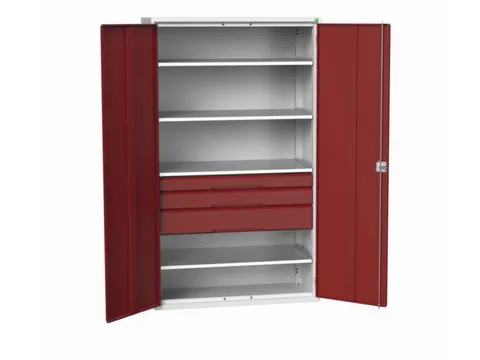 universele kast,HxBxD 2000x1300x550mm,4xStalen bodem,3lade(n)