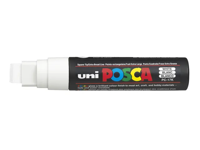 Verfstift Posca PC17K Extra Brede punt 15mm rechthoek Wit