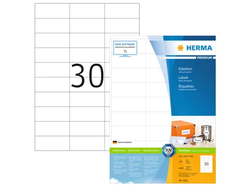 HERMA 4612 Premium etiketten A4 70x29,7mm Wit 6000 stuks