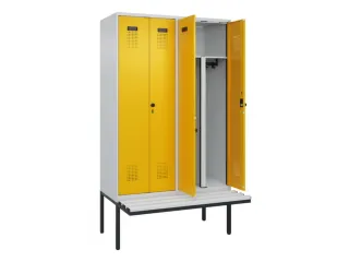 PBM-locker met bank,HxBxD 2120x1200x815mm,4vak,vak B 300mm - 1