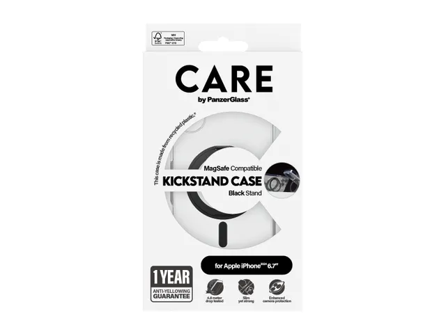 PanzerGlass CARE by Case Transparent w. Black Kickstand & MagSaf