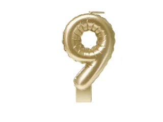 Verjaardagskaars cijfer 9 Folieballon Goud 10cm - 1