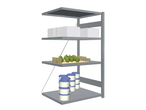 Rvs Inhaakstelling Aanbouw 1750x1010x835mm 4legborden Vaklast 200kg